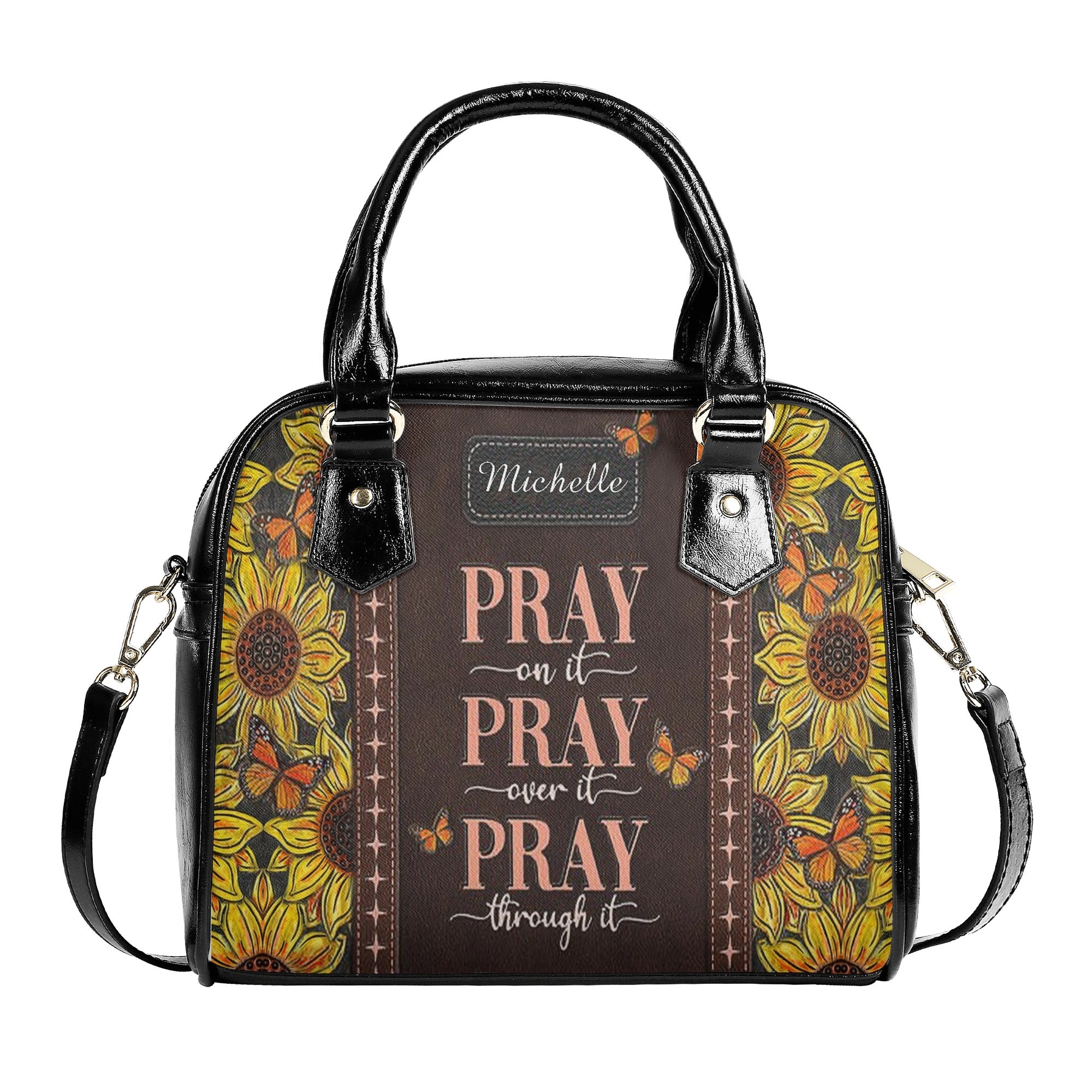 Pray On It Pray Over It Pray Through It Leather Bag, Custom Leather Bag With Bible Verse. BLAF06